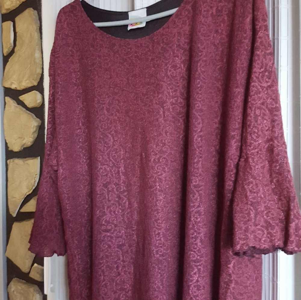 Wine colored lace blouse.